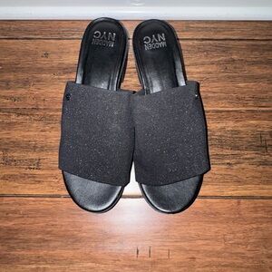 Madden NYC Black Platform Slide Sandals Size 10